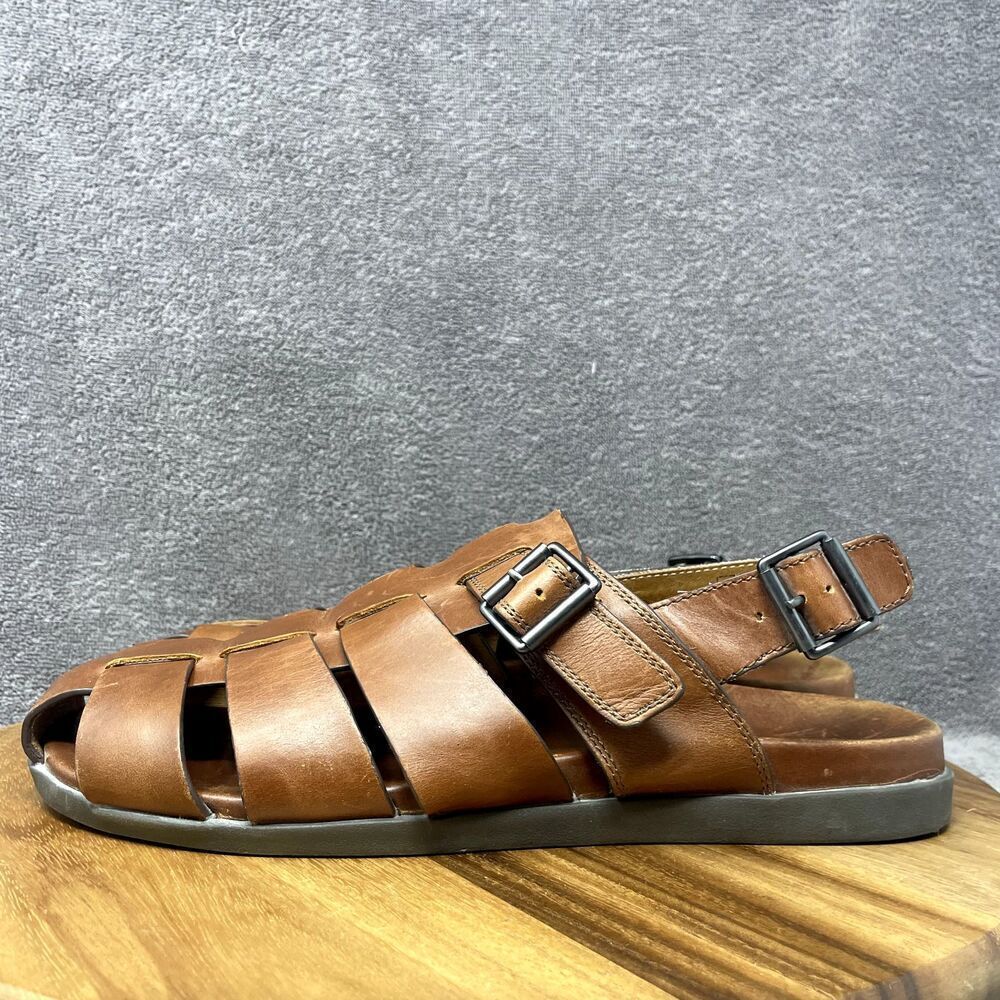 VIONIC Gil Brown Leather Adjustable Buckle Sling Fisherman Sandals Men's Size 12 - Picture 3 of 8